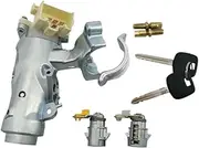 Ignition Lock Core Ignition Switch Steering Barrel Lock + Door Lock with 2 Keys Set Compatible for Hilux 1997-2005