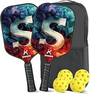 KIVIGOR Pickleball Paddles Set of 2, Carbon Fiber Surface, Polypropylene Honeycomb Core, Lightweight Pickleball Rackets Pickle Ball Paddle Set 2 Pack Outdoor Pickleball Gifts for Men Women Adults,F1