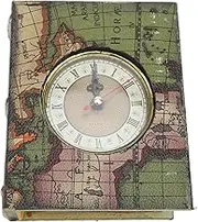 Decorative Book Box, Vintage Style Decorative Faux Leather Fake Book Box, Retro Book Storage Box with Clock, Photography Prop for Bookcase Desktop, Remotes Jewelry Organizer