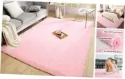 Modern Soft Fluffy Small Shaggy Rug for Bedroom Livingroom 5 x 7 Feet Pink