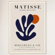 Galrie Elegant Papiers Découpés Matisse Print Navy Blue Coral for Sophisticated Décor, Wood Frame, A1 60 x 84cm (23 x 33inch)