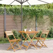3 Piece Bistro Set Beige Polypropylene and Solid Wood, Garden Furniture Sets