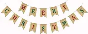 Merry Christmas Burlap Hessian Bunting Banner Rustic Garland Christams Party Dec