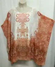 Autograph Kaftan Top 3/4 Sleeve PLUS Size M L 20 22 24 Bohemian Beaded RP$130