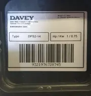 Davey submersible stainless steel irrigation water pump 1 HP/ .75 Kw