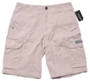 Marc Ecko Cut & Sew New Mens Twill Beige Cargo Shorts 32 Inseam 12"