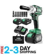 Cordless Impact Wrench 1/2 Plastic 406ft-lbs Torque with 2 Batteries for Auto...