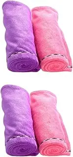 Baluue 2sets Hair Turban Towel Microfiber Hair Drying Cap Fast Absorbing for Daily Use Travel 2pcs*2