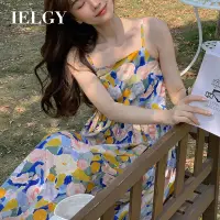 在飛比找蝦皮商城優惠-Ielgy 清新風碎花吊帶裙夏季甜美溫柔風度假沙灘長裙