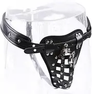 Male Chastity Device Chastity Belt Pants Penis Lock Cage Male Chastity Belt Devices Harness with Lock Cock for Men, Adult Men's Bondage Leather Chastity Lock Pants Underwear