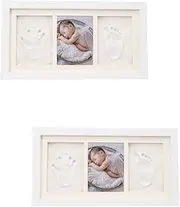 Vaguelly 2pcs Picture Frame Creative Photo Holder Newborn Photo Frame Picture Holder Feet Imprint Ornament Photo Frame Home Desktop Decor Hand and Foot Prints Photo Frame White