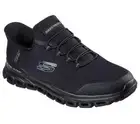 Men's Slip Ins Skechers Shoes Sport Black Wide Fit Glide Step Memory Foam 233011