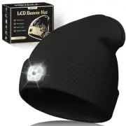 LED Beanie Hat with Light, Rechargeable Headlamp Hat, Gifts for Black