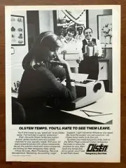 1982 Olsten Temp Services Vintage Print Ad/Poster 80s Secretary Retro Pop Décor