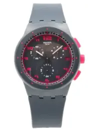 New Swiss Swatch Originals A Touch of Fuschia Chrono Silicone Date Watch SUSA400