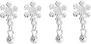 [COLLBATH] 2 Pairs Silver Snowflake Pattern Earrings Light Ear Studs Fashionable Christmas Her