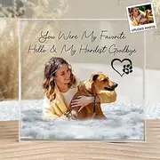 Personalized Memorial Acrylic Pet Photo Plaque Custom Sympathy Gifts For Loss Of Loved Ones Forever Loved Pet Dog Memorial Decor for Home Bedroom Decor Tribute