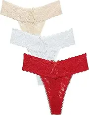 [Murimia] Womens Sexy Underwear Lace Thongs No Show High Cut Low Rise Hipster Cheeky Panties Briefs Pack