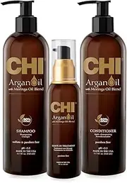 [CHI] Argan Oil plus Moringa Oil Luxe Trio Kit with Shampoo, Conditioner and Moringa Oil (Set of 3), 11 fl. oz.