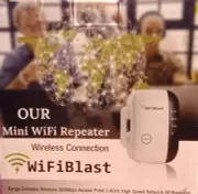 WIFI BLAST WIRELESS REPEATER Wi-Fi RANGE EXTENDER 300Mbps 2.4 GHz WiFi US PLUG