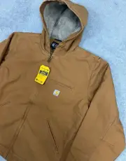 NWT XL Carhartt Sherpa Lined Hooded Full Zip OJ4392-M New Brown Warm