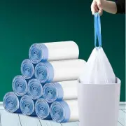 100pcs Small Tear-Free Drawstring Trash Bags 1.1 Mil 4 Gallon Unscented White