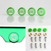 Laser Etched 4pcs Green Aluminum Fiat License Plate Frame Fastener Screws Cap (for: Fiat)