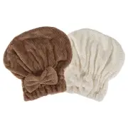 2pcs Hair Drying Towel Hair Towel Wrap for Women for Curly Hair Beige Brown