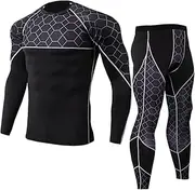 [Abigprofit] Men's Running Set 2pcs/Sets Sportswear Compression Sports Suit Running Sport Workout Tights 4 L