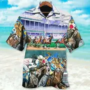 Kentucky Derby Men's Horse Shirt Summer Hawaiian Shirt Button Up Shirt Short Sleeve Tropical Fashion Hawaiian Casual Hawaiian Holiday Summer Spring Turndown Pr