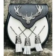 Antique Dear Badge Leather Sporran Scottish Kilt Sporran
