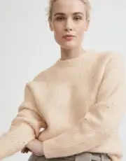 BNWT Witchery Pointelle Knit Wool Blend Sweater Jumper Pale Pink Size M