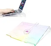 SELORSS Acrylic RGB Laptop Stand with USB Charger Desk Gaming Laptop Holder with Vents Stable Base - Compatible with10 to17 '' for Gamer Desktop Table Game Accessories