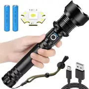 900000 High Lumens Rechargeable LED Flashlights,XHP90.2 Super Bright Flashlight