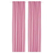 GINSTMOTT curtains, 1 pair, pink/with heading tape, 145x250 cm