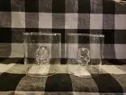 RARE NEW Pottery Barn Set 2 Glass Skull Skeleton Double Shot Glasses Halloween