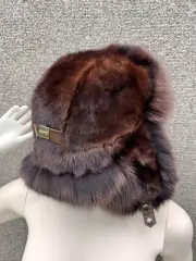 Fox Fur Hat + Mink Fur Aviator Hat Saga Furs Trapper Hat Brown Furs Luxury Hat