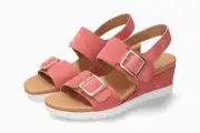 Mephisto Women's Ysabel Old Pink 249 Wedge Heel Hook & Loop Ankle Strap Sandals