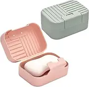 Travel Soap Container Bar Soap Holder with Lid,2Pcs Plastic Travel Soap Case Soap Holder Box Soap Dishes with Lid,Travel Soap Box Container with Lid,Plastic Soap Case Box Soap Dish with Lid for Travel