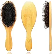 NAILGILRS Boar Bristle Hair Brush - Natural Hairbrush Massage Comb for Thick Thin Long Short Wet or Dry Hair, Wooden Paddle Nylon Bristle Brush for Smoothing, Massaging, Detangling for Women and Men