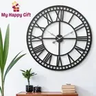 Artiss 60CM Large Wall Clock Roman Numerals Round Metal Luxury Home Decor Black