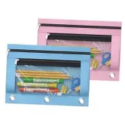 2 Pack Pencil Pouch for 3 Ring Binder,Binder Pencil Pouch with Pink&Light Blue