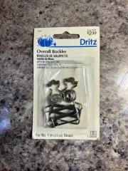 Vintage 1994 Dritz Overall Buckles Metal 1" Straps 2 Sets In Package NEW