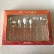 Wet N Wild Professional Make Up Brushes Set 10 Piece Peach Crystal Handles Gift