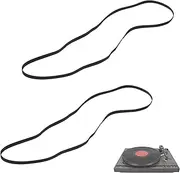 2pcs Black Rubber Record Belt,Vinyl Record Player Replacement Strap for Gramophone Turntables Player Belt Turntable Belt Phonograph,5mm Wide Flat Drive Belt,Phonograph Accessory (Folded Length:190mm)
