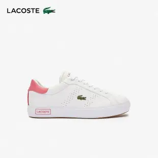 【LACOSTE】女鞋-Powercourt 2.0 撞色皮革休閒鞋(白/粉色)