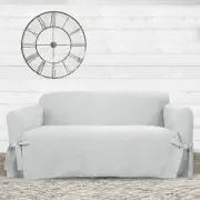 Farmhouse Basketweave Loveseat Slipcover Gray - Sure Fit