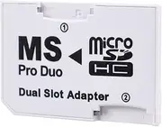 White Dual Slot PSP Memory Stick Pro Duo Adapter