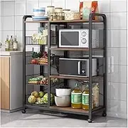 Microwave Storage Rack 4 Tier Microwave Oven Rackon Wheel Cart Kitchen Bakers Racks with Storage Holder Microwave Oven Stand Shelf Microwave Oven Rack (Color : B, Size : 80 * 30 * 103cm)