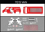 HotWheels(1/64), 70s Van "Redheads (Red)" Waterslide, Printed White First,Decals